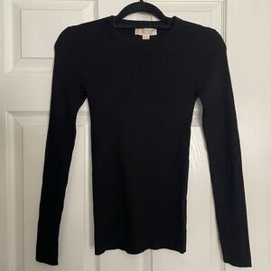 Michael Kors Ribbed fitted Black Long Sleeve Top NWT XS